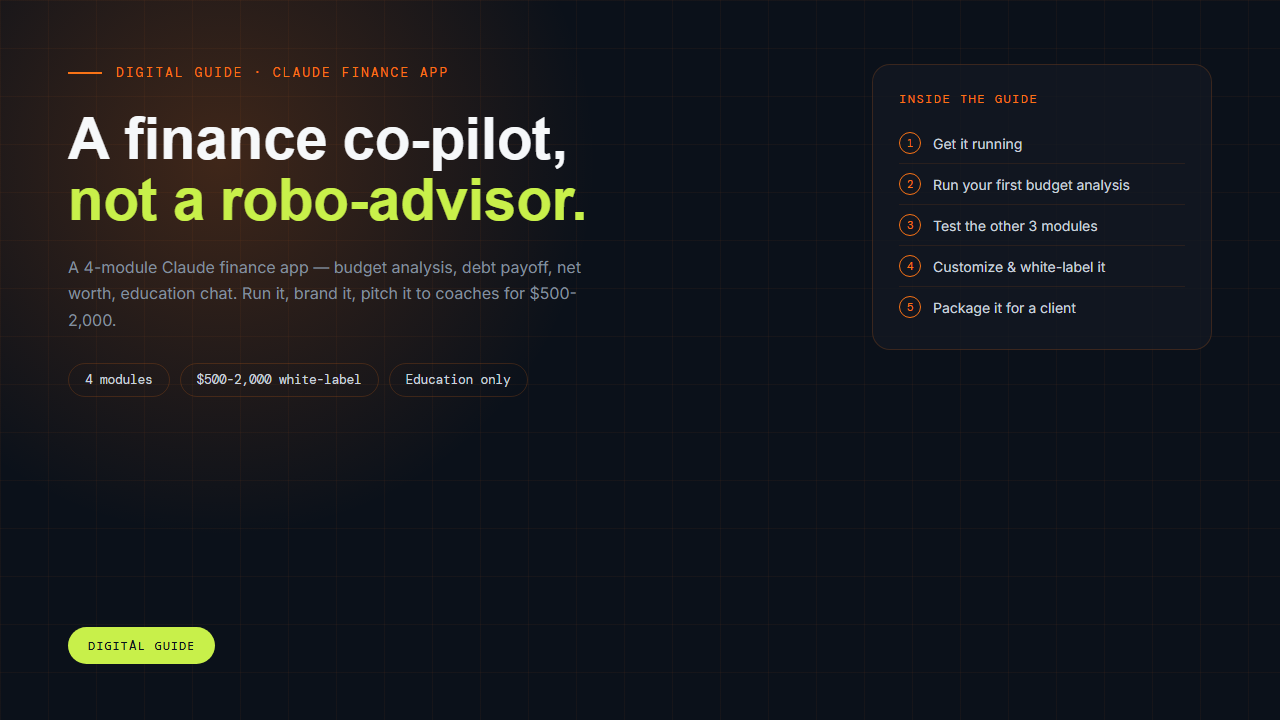 Cover for A finance co-pilot, not a robo-advisor